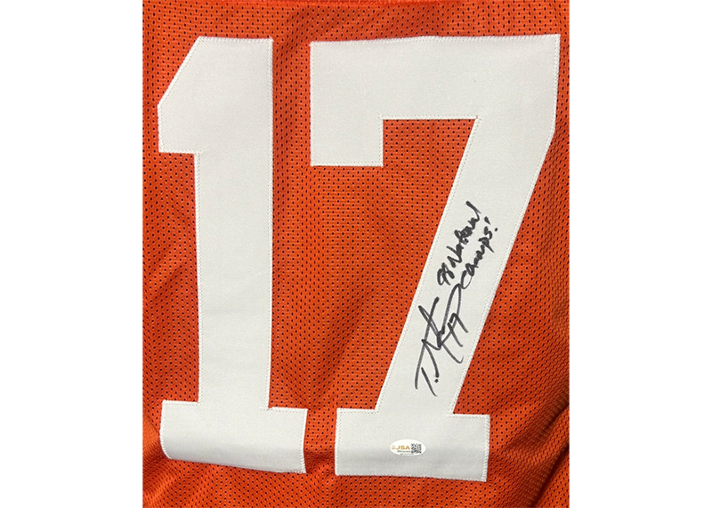 Tee Martin Signed College Orange Football Jersey JSA