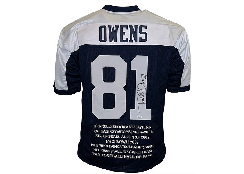 Terrell Owens Autographed Custom Thanksgiving Football Jersey (JSA)