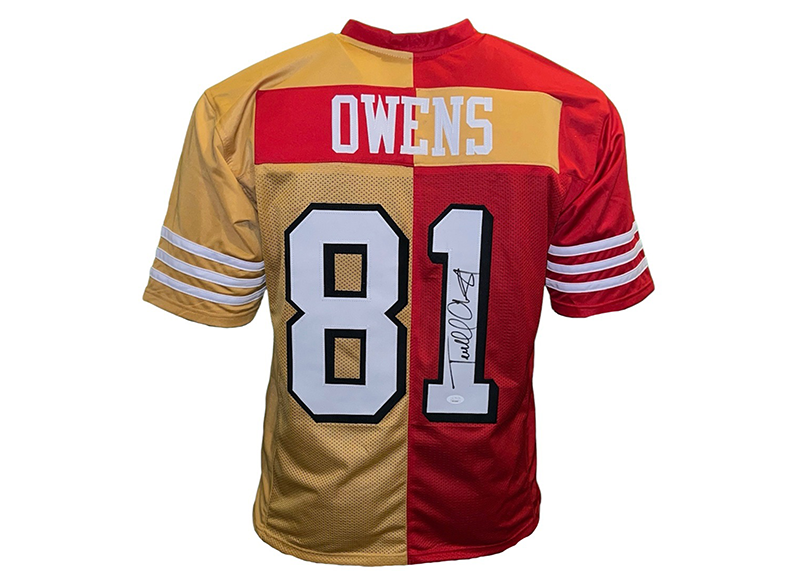 Terrell Owens Autographed Signed Custom Red-Gold Football Jersey (JSA)