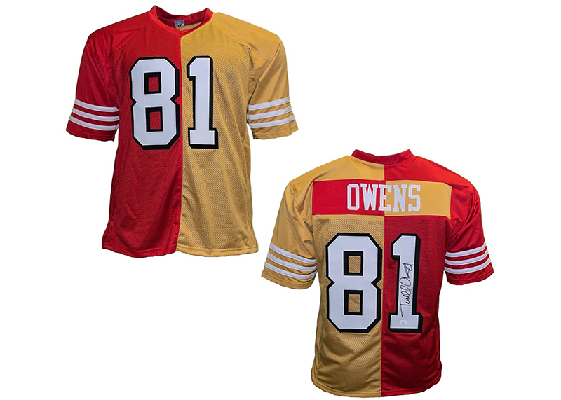 Terrell Owens Autographed Signed Custom Red-Gold Football Jersey (JSA)