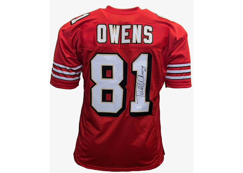 Terrell Owens Autographed Signed Custom Red Football Jersey (JSA)