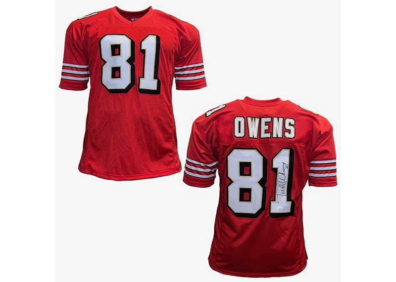 Terrell Owens Autographed Signed Custom Red Football Jersey (JSA)