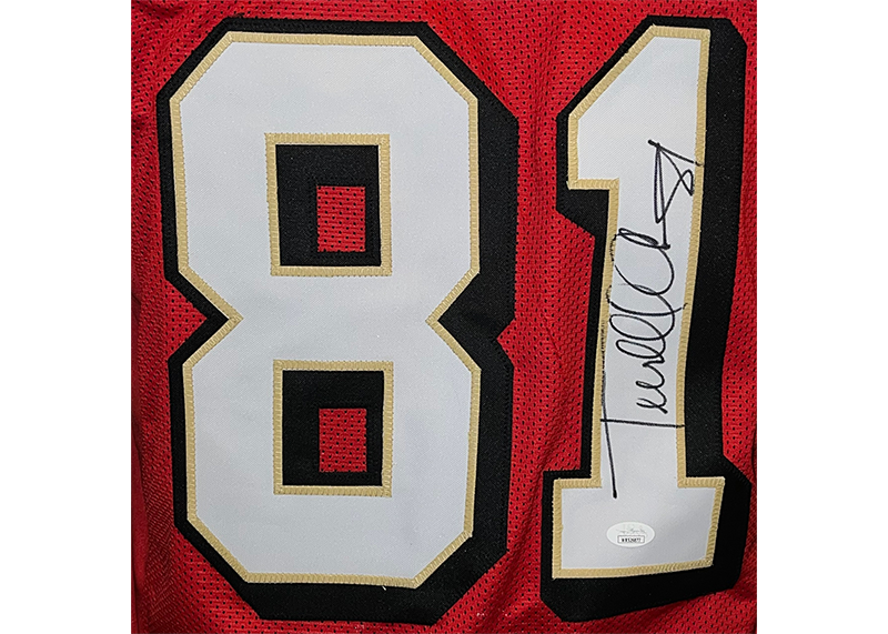 Terrell Owens Autographed San Francisco Red Stat Football Jersey (JSA)