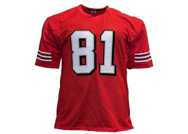 Terrell Owens Autographed San Francisco Red Stat Football Jersey (JSA)