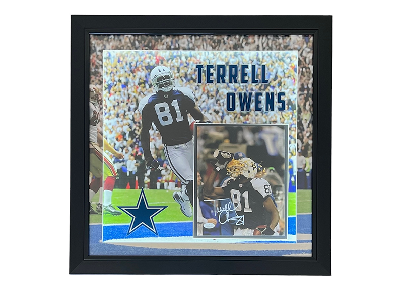 Terrell Owens Signed Dallas Cowboys 3D With LED Lights Framed 23x23 Photo JSA