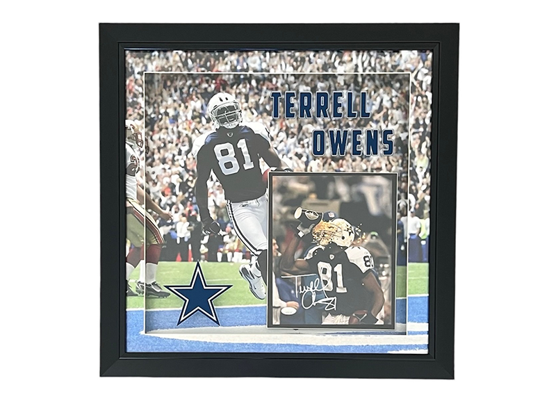 Terrell Owens Signed Dallas Cowboys 3D With LED Lights Framed 23x23 Photo JSA