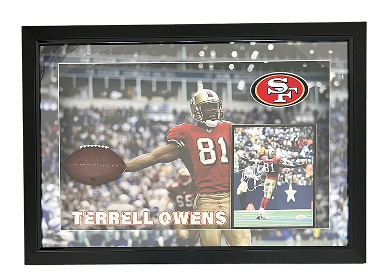 Terrell Owens Signed San Francisco 49ers 3D With LED Light Framed 33x23 Photo JSA