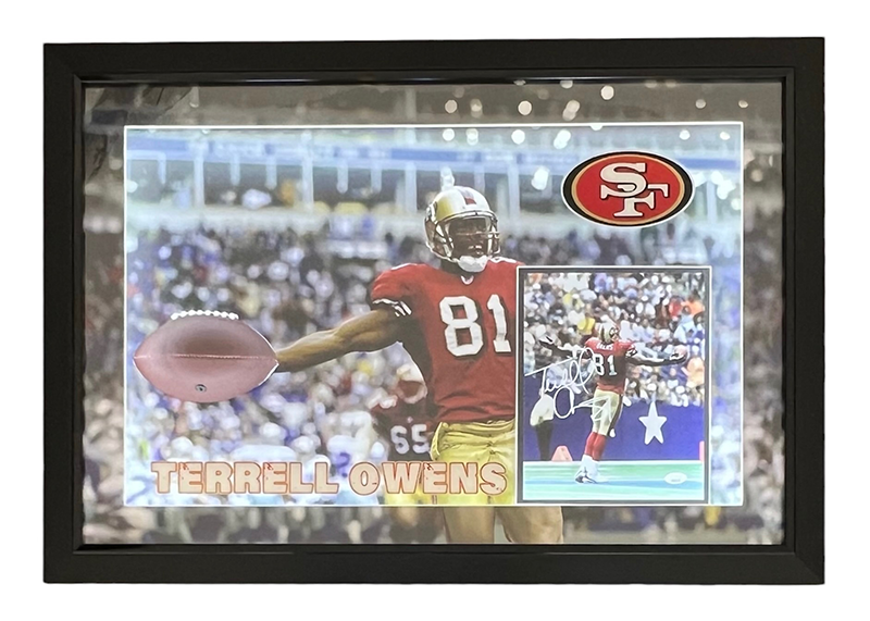 Terrell Owens Signed San Francisco 49ers 3D With LED Light Framed 33x23 Photo JSA