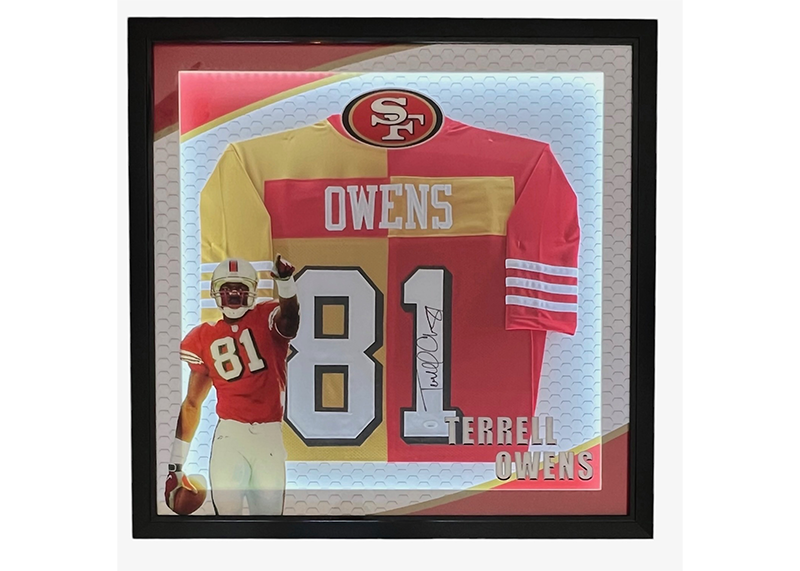 Terrell Owens Signed 3D With LED Lights Red-Gold Framed 35x35 Jersey JSA