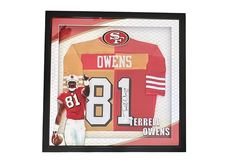 Terrell Owens Signed Signed 3D With LED Lights Red-Gold Framed 35x35 Jersey JSA