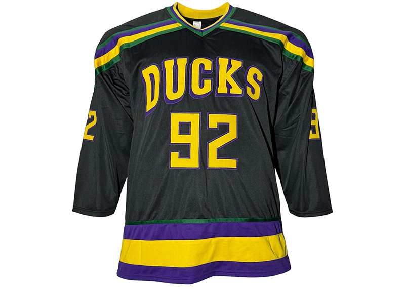 The Mighty Ducks Cast Autographed Black Hockey Jersey Beckett