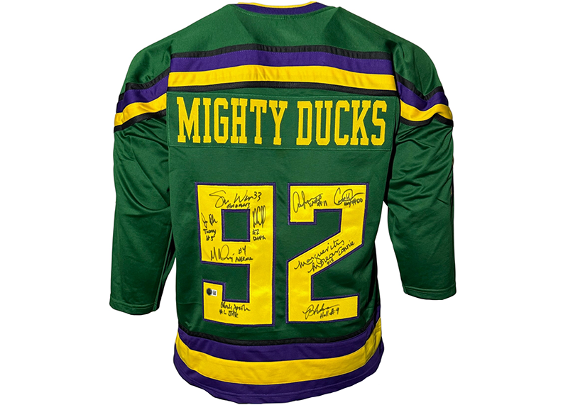 The Mighty Ducks Cast Autographed Hockey Jersey Beckett