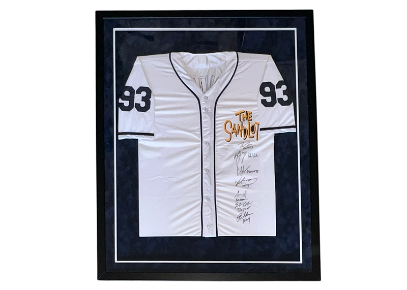 The Sandlot Cast Signed Framed 34x42 Baseball Jersey (JSA) Autographed by 6