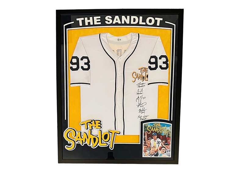 The Sandlot Cast Signed Framed 35x44 Baseball Jersey (JSA) Autographed by 6