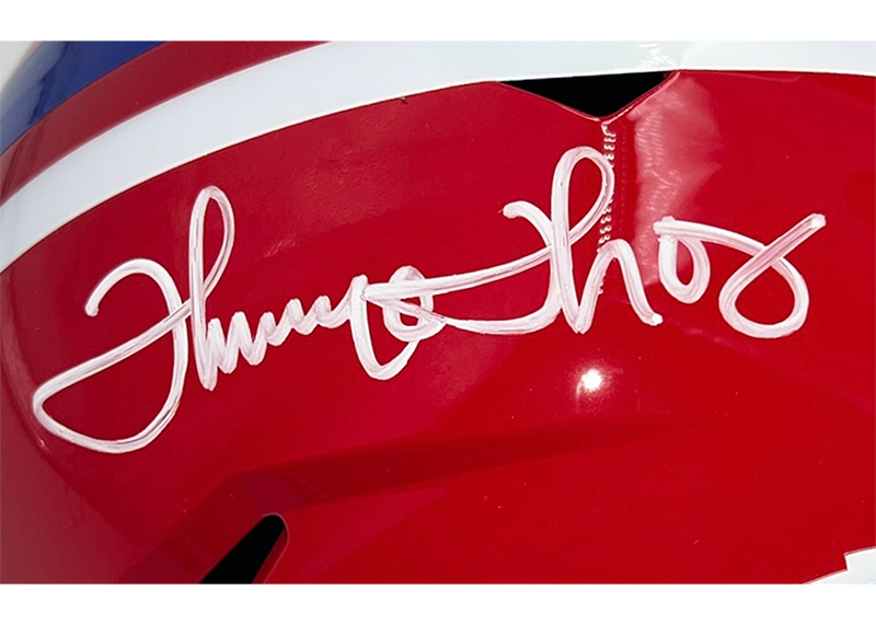 Thurman Thomas Signed Buffalo Bills TB 87-01 Full Size Football Helmet Beckett