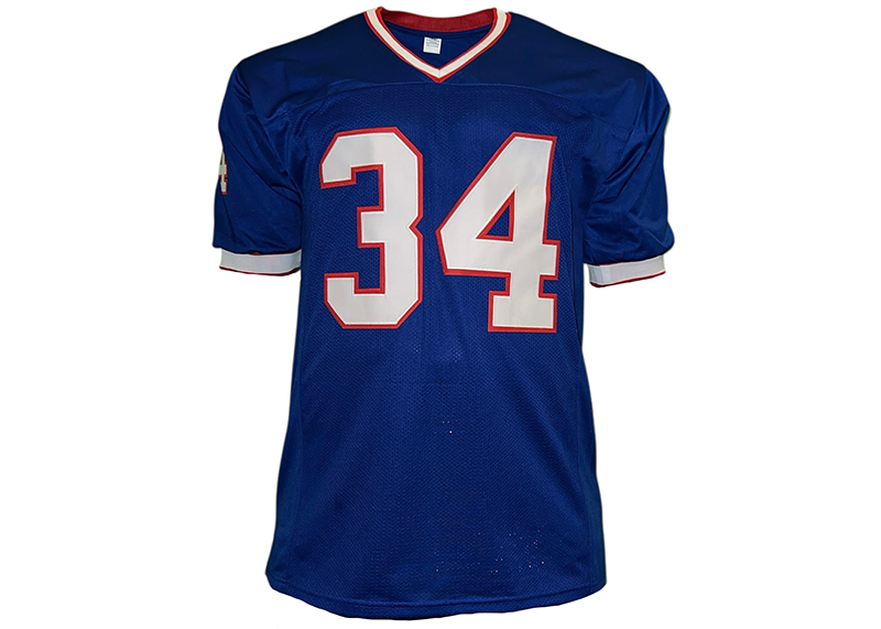 Thurman Thomas Signed Buffalo Blue Stat Football Jersey Beckett