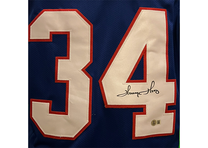 Thurman Thomas Signed Buffalo Blue Football Jersey Beckett