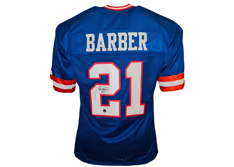 Tiki Barber Signed New York Blue Football Jersey Beckett