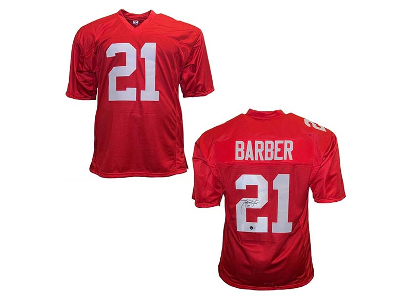 Tiki Barber Signed New York Red Football Jersey Beckett