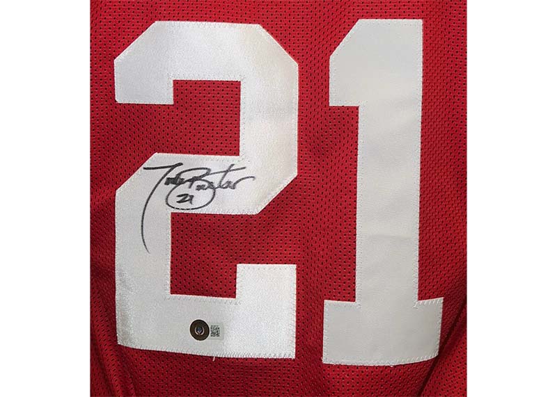 Tiki Barber Signed New York Red Football Jersey Beckett