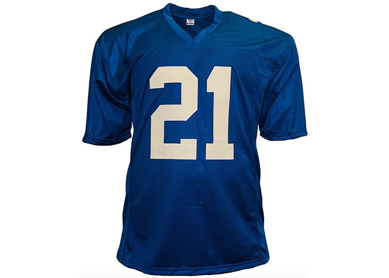 Tiki Barber Signed New York Blue Football Jersey Beckett