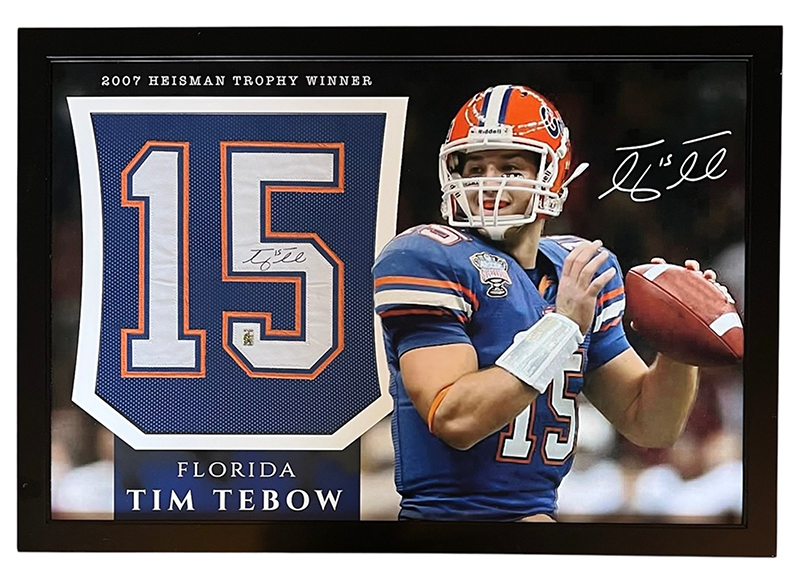 Tim Tebow Autographed Florida Gators Framed 39x27x2 Jersey