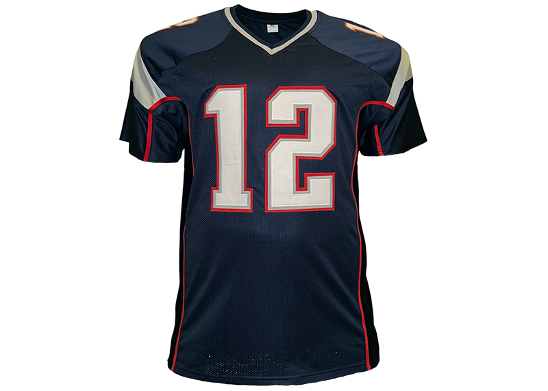 Tom Brady Unsigned New England Blue Football Jersey