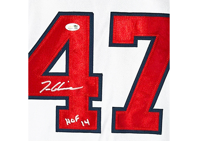 Tom Glavine Signed HOF 14 Inscription Atlanta White Baseball Jersey JSA