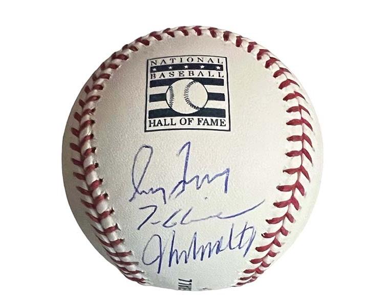 Tom Glavine, Greg Maddux, & John Smoltz Signed MLB 1995 HOF Baseball (JSA)