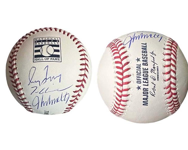 Tom Glavine, Greg Maddux, & John Smoltz Signed MLB 1995 HOF Baseball (JSA)