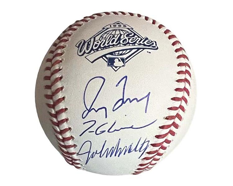 Tom Glavine, Greg Maddux, and John Smoltz Signed Rawlings Official MLB 1995 World Series Baseball (JSA)