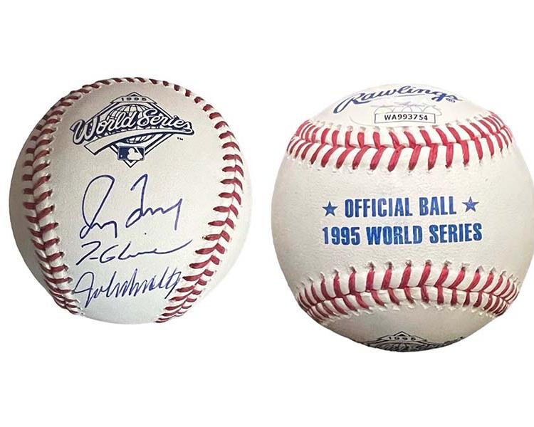 Tom Glavine, Greg Maddux, and John Smoltz Signed Rawlings Official MLB 1995 World Series Baseball (JSA)