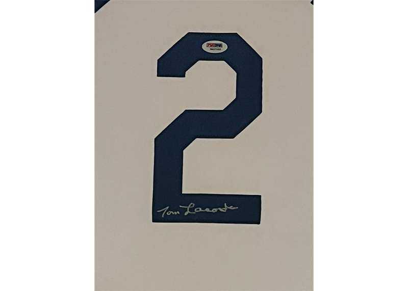 Tommy Lasorda Signed Los Angeles 35x44 Framed Baseball Jersey (PSA)