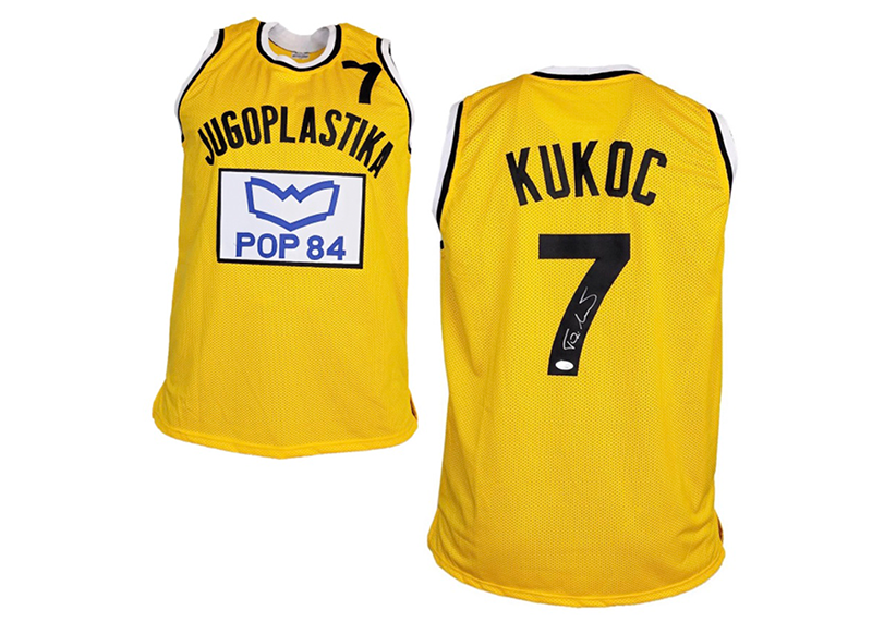 Toni Kukoc Signed Yellow Basketball Jersey JSA