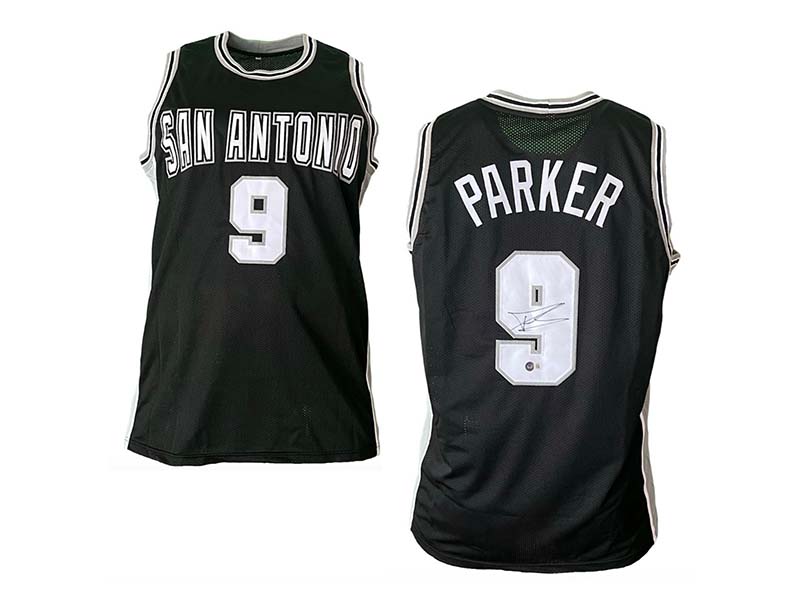 Tony Parker Signed San Antonio Black Basketball Jersey Beckett