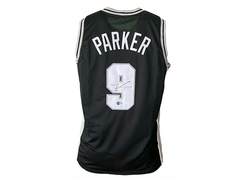 Tony Parker Signed San Antonio Black Basketball Jersey Beckett