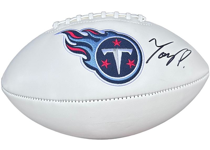 Tony Pollard Signed Tennessee Titans Rawlings Football Logo Beckett