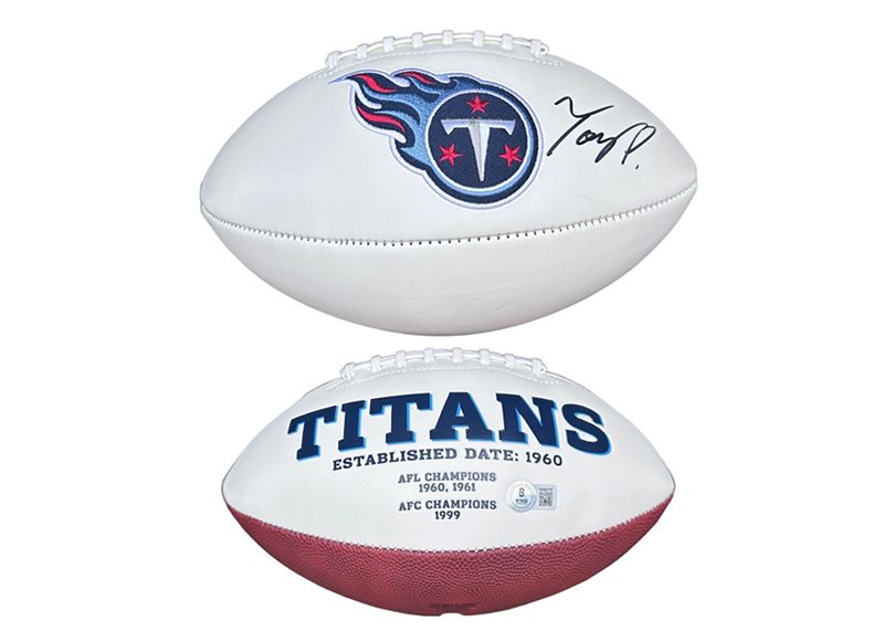 Tony Pollard Signed Tennessee Titans Rawlings Football Logo Beckett