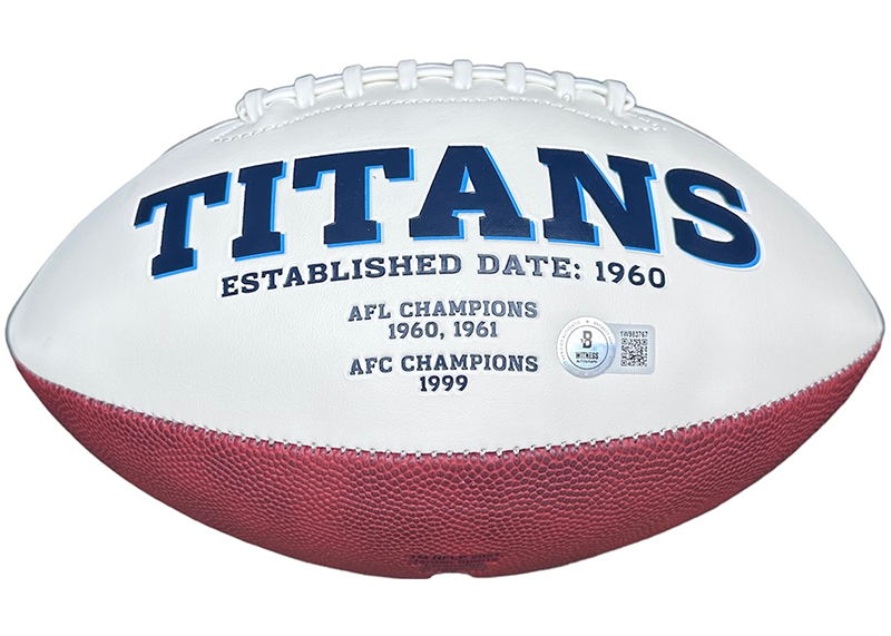 Tony Pollard Signed Tennessee Titans Rawlings Football Logo Beckett