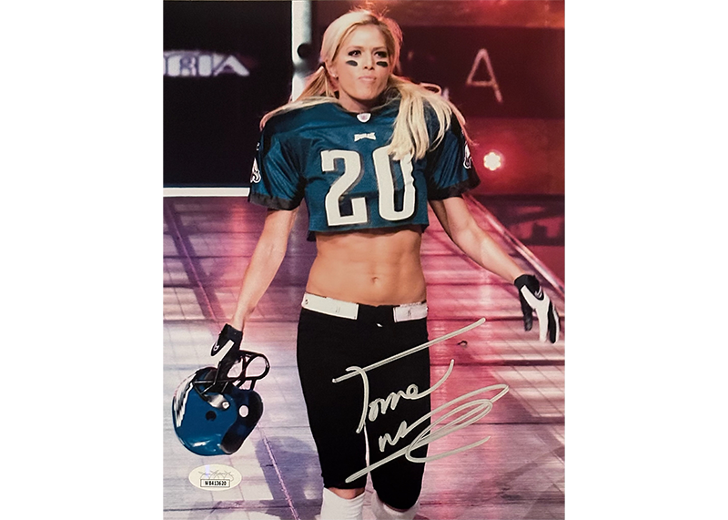 Torrie Wilson Signed 8x10 WWE In Philadelphia Jersey Photo JSA