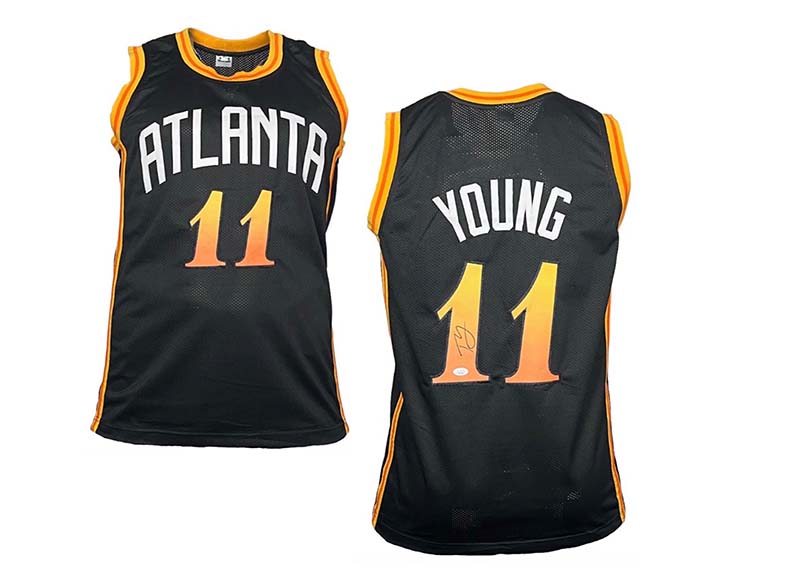 Trae Young Signed Atlanta Black Custom Basketball Jersey JSA