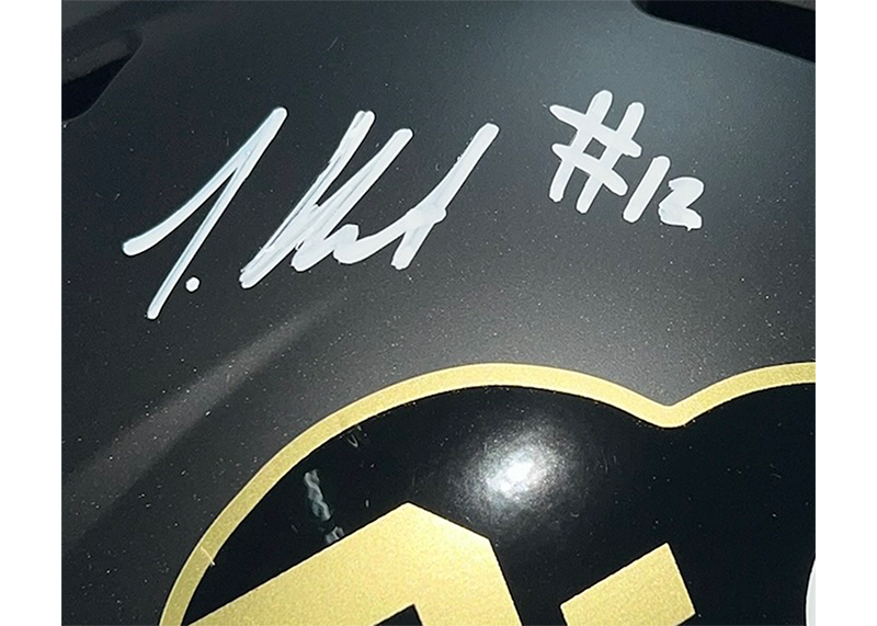 Travis Hunter Signed Colorado Buffaloes Speed Full-Size Replica Black Football Helmet (Beckett)
