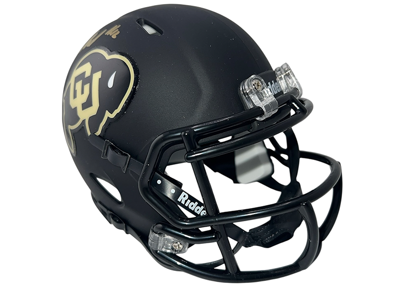 Travis Hunter Signed Colorado Buffaloes Speed Mini Black Football Helmet Beckett