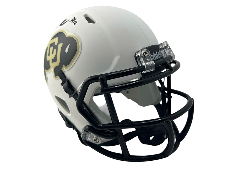 Travis Hunter Signed Colorado Buffaloes Speed Mini White Football Helmet (Beckett)