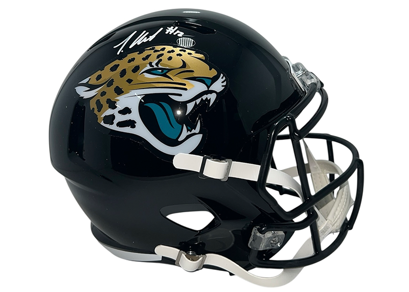 Travis Hunter Signed Jacksonville Jaguars Speed Full-Size Replica Football Helmet (Beckett)