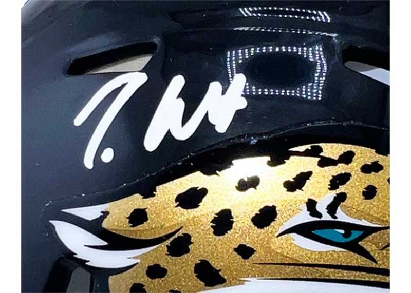 Travis Hunter Signed Jacksonville Jaguars Speed Mini Football Helmet (Beckett)