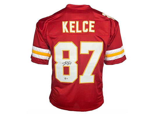 Travis Kelce Autographed White Custom Football Jersey Beckett – Golden  Autographs