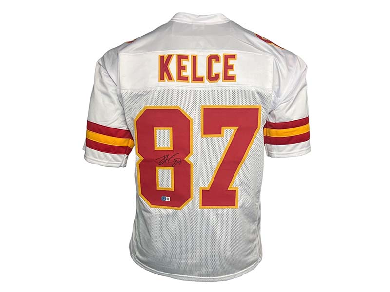 Travis Kelce Autographed White Custom Football Jersey Beckett