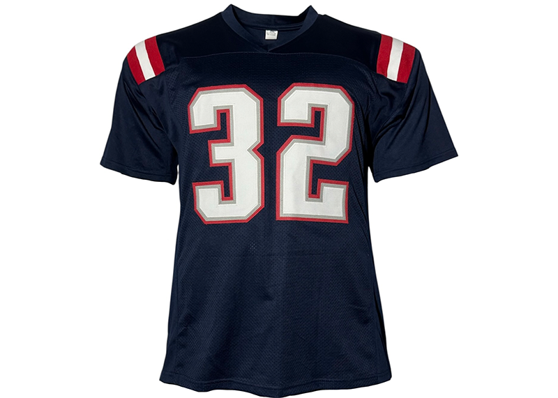 TreVeyon Henderson Signed New England Blue Football Jersey JSA