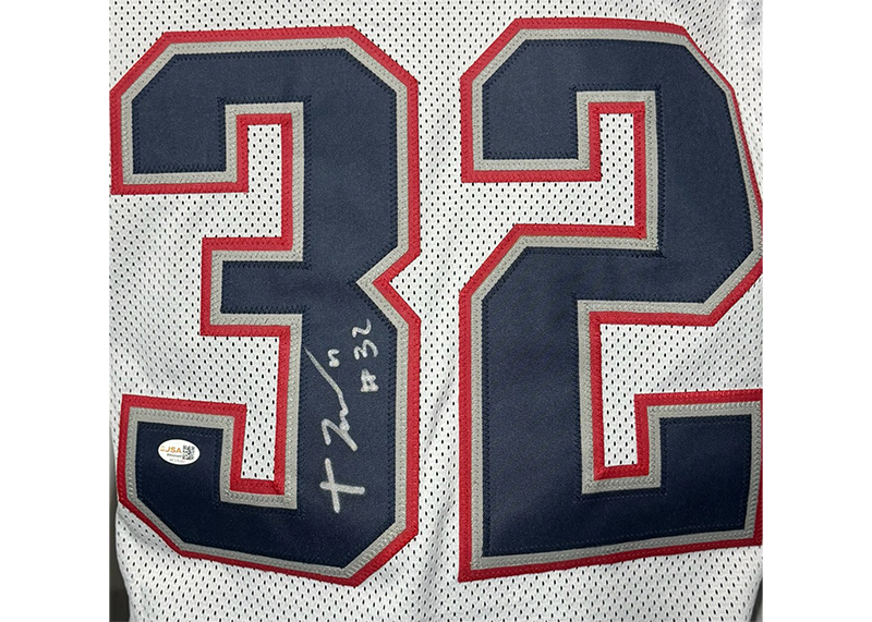 TreVeyon Henderson Signed New England White Football Jersey JSA